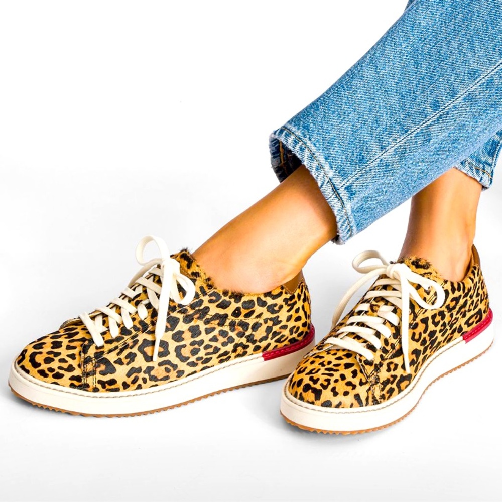 Hush Puppies Leopard Print Casual Sneakers with Cream Laces